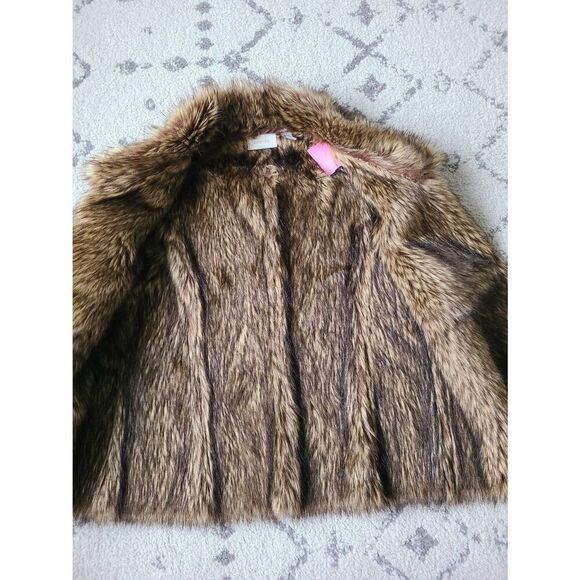 Chico's Open Front Vest Womens Large Brown Sleeveless Collared Faux Fur Thermal - Picture 6 of 7